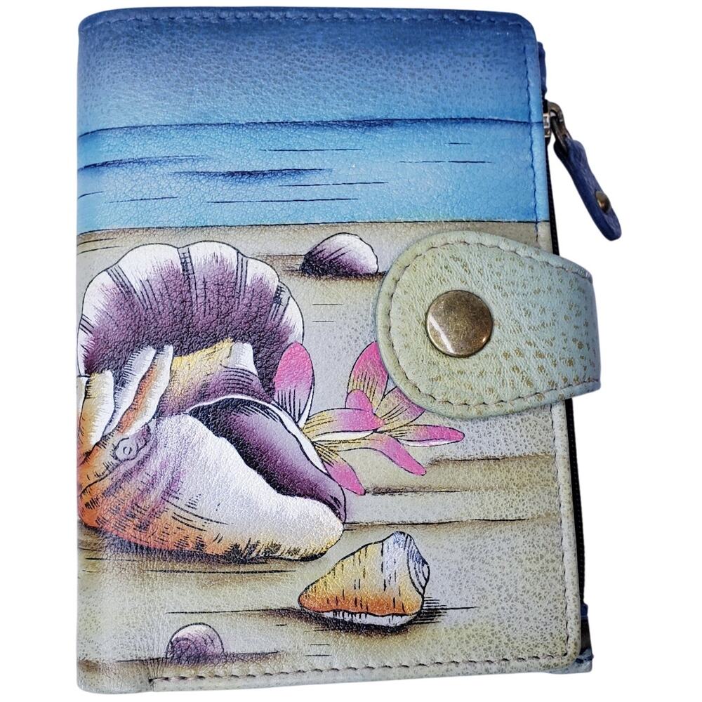 NWOT ANNA by ANUSCHKA Ladies Wallet Caribbean Dream Handpainted Leather